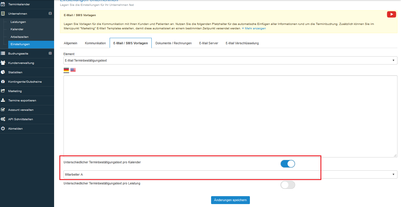 Terminerinnerung und Terminbestätigung per SMS und EMail versenden sowie deren Inhalt