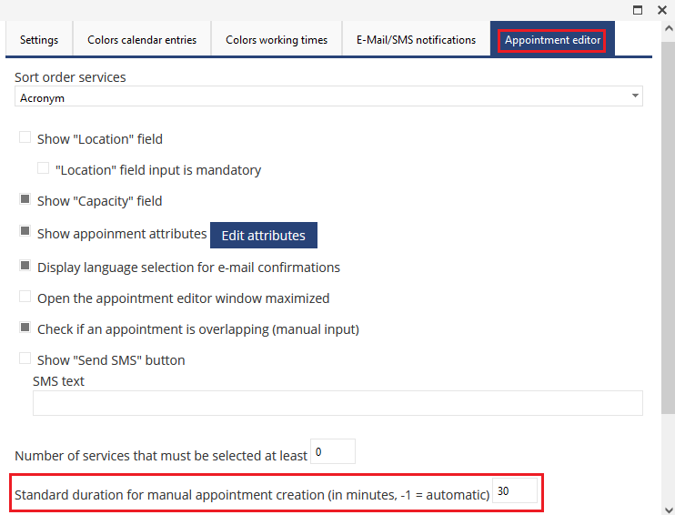 Default Appointment Duration When Creating Appointments Manually 